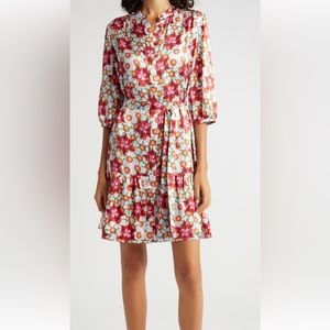 Saloni floral silk dress